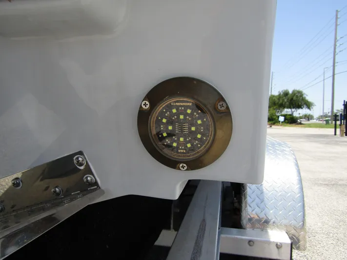  Yacht Photos Pics LED light on 2024 BRABUS SHADOW 300 CT boat, close-up view.