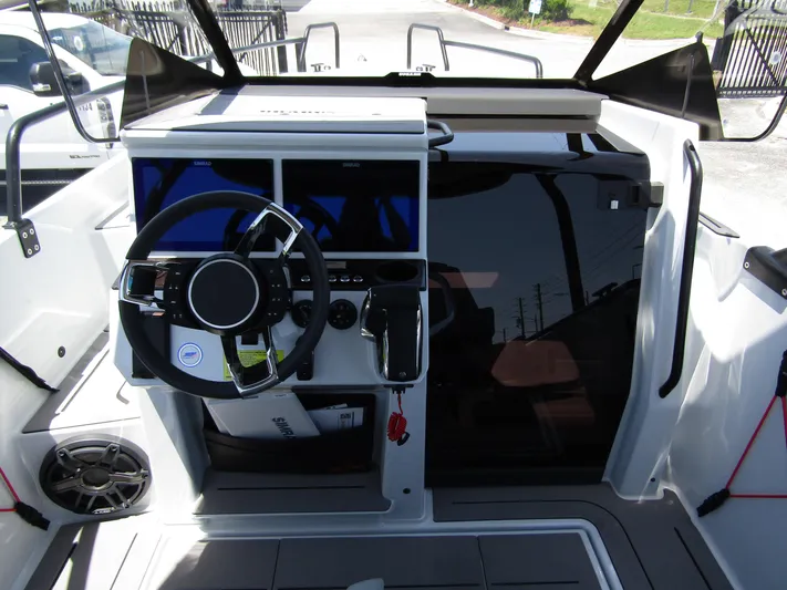  Yacht Photos Pics 2024 BRABUS SHADOW 300 CT cockpit with modern steering and control panel.