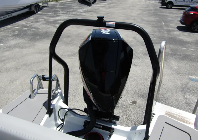  Yacht Photos Pics 2024 BRABUS SHADOW 300 CT boat engine, sleek black design, parked in a lot.