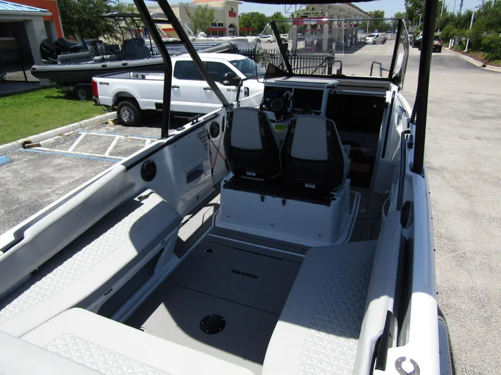  Yacht Photos Pics 2024 BRABUS SHADOW 300 CT boat interior with sleek seating and modern design.