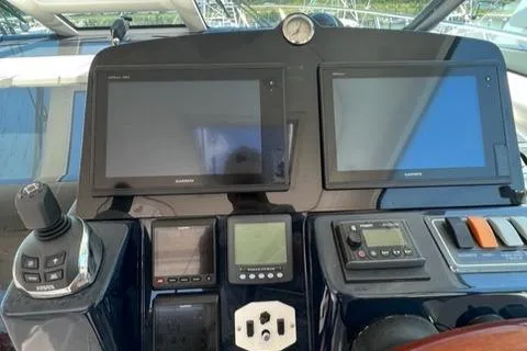  Yacht Photos Pics 2007 Tiara Yachts 4300 Sovran helm with Garmin navigation displays and controls.