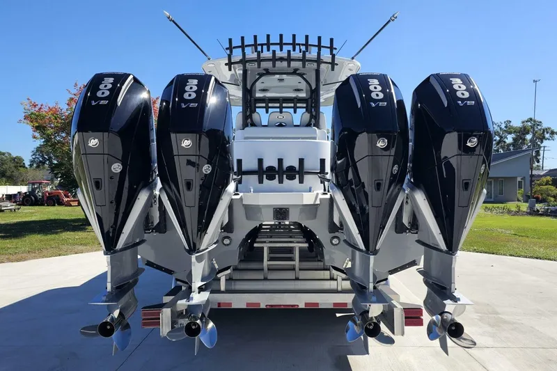  Yacht Photos Pics 2025 Costa Custom Boats 34ST with four powerful 300 V8 engines, rear view.