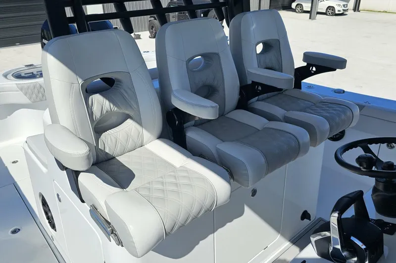  Yacht Photos Pics Luxury seating on 2025 Costa Custom Boats 34ST, featuring plush, ergonomic design.