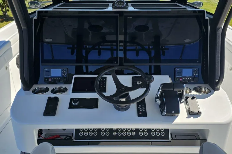 Yacht Photos Pics 2025 Costa Custom Boats 34ST dashboard with advanced navigation and control systems.