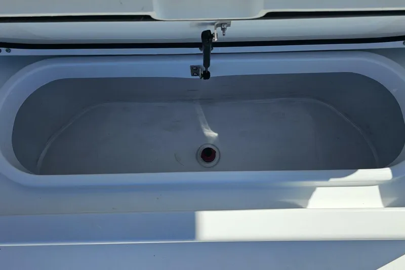  Yacht Photos Pics Open storage compartment on 2025 Costa Custom Boats 34ST model.