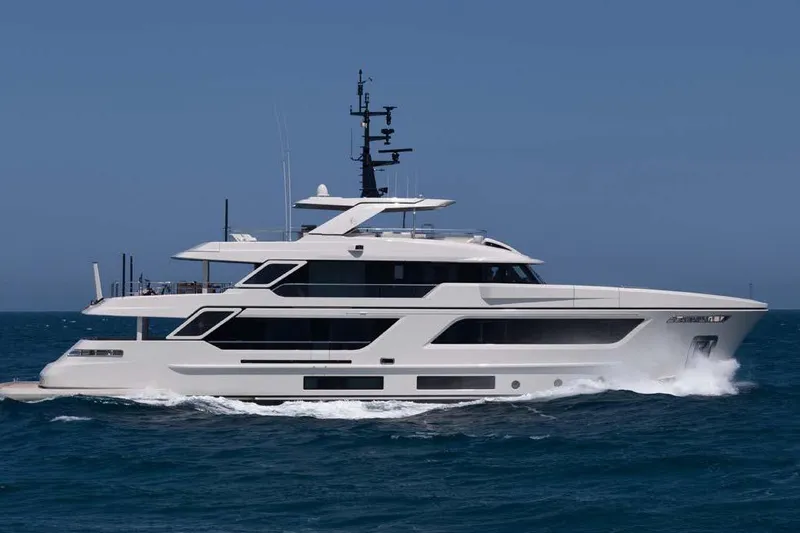 Stellamar Yacht Photos Pics Luxury yacht Cantiere Delle Marche RJ 115 cruising on the ocean, 2023 model.