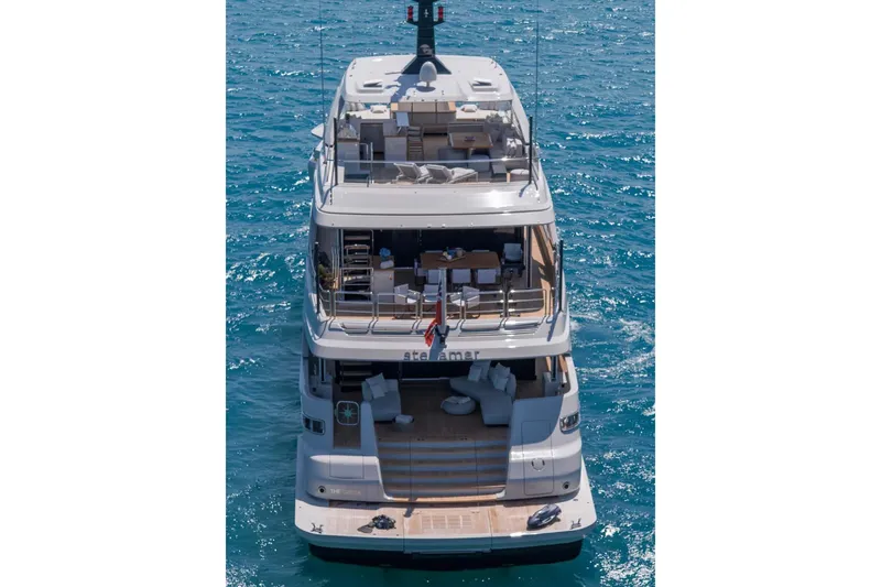 Stellamar Yacht Photos Pics Luxury yacht Cantiere Delle Marche RJ 115, 2023 model, cruising on clear blue waters.