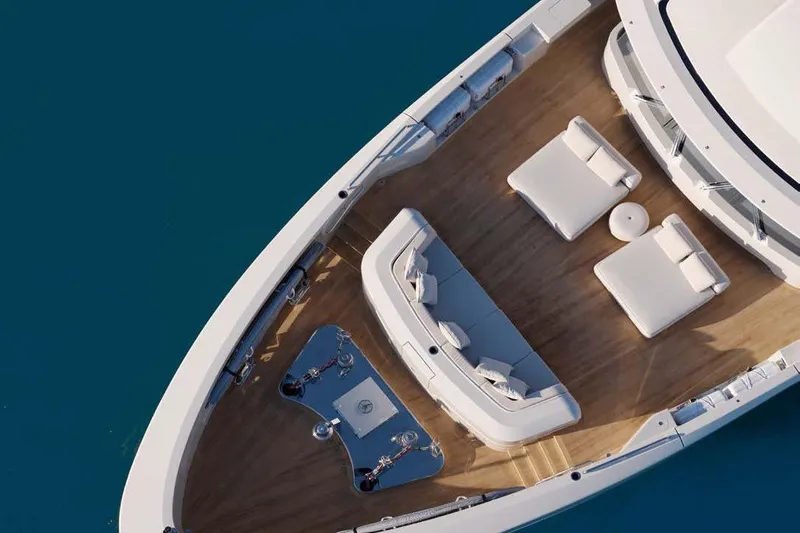 Stellamar Yacht Photos Pics Luxurious 2023 Cantiere Delle Marche RJ 115 yacht deck with elegant seating.