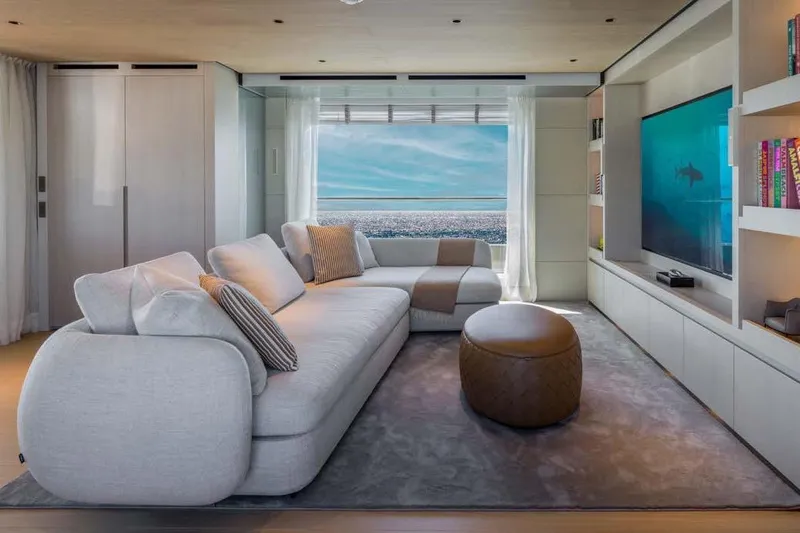 Stellamar Yacht Photos Pics Luxurious interior of 2023 Cantiere Delle Marche RJ 115 yacht with ocean view.