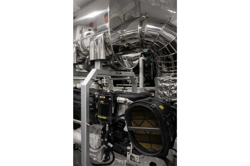 Stellamar Yacht Photos Pics Engine room of 2023 Cantiere Delle Marche RJ 115 yacht, featuring advanced machinery.