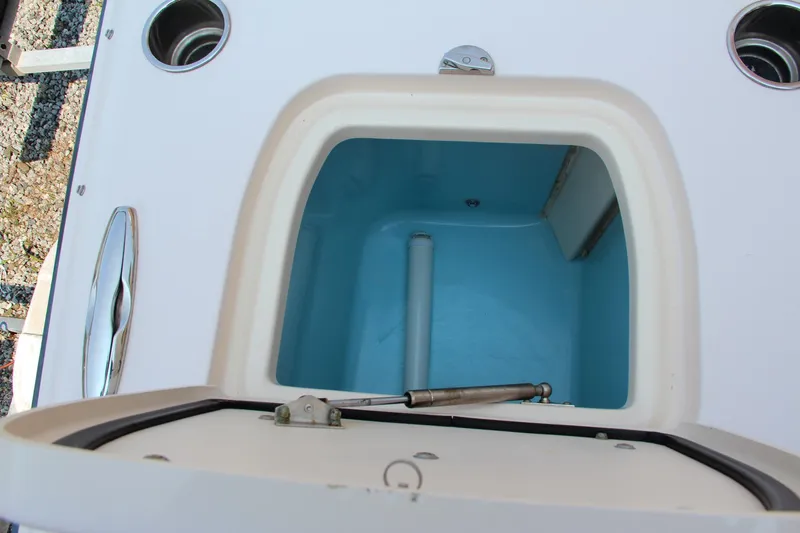 Marleon Yacht Photos Pics Open storage compartment on 2014 Grady-White Freedom 307 boat.