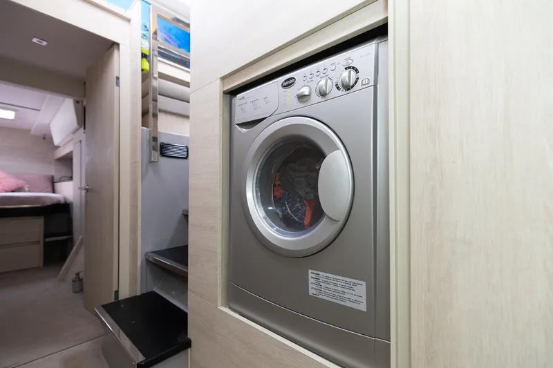  Yacht Photos Pics Washing machine in a Leopard 50 yacht interior, 2021 model.