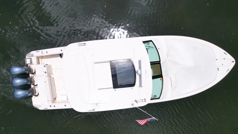 37 Grady White Freedom Yacht Photos Pics Overhead view of 2017 Grady-White Freedom 375 boat on water.