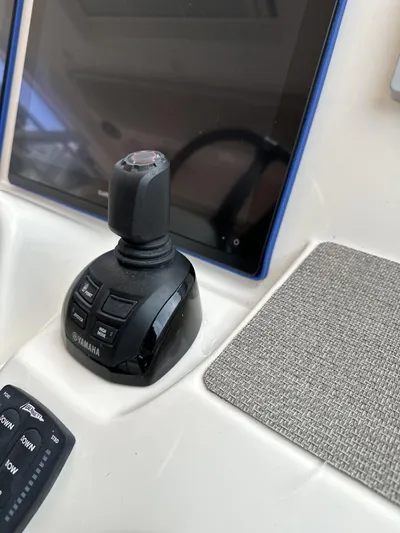 37 Grady White Freedom Yacht Photos Pics Joystick control on 2017 Grady-White Freedom 375 boat dashboard.