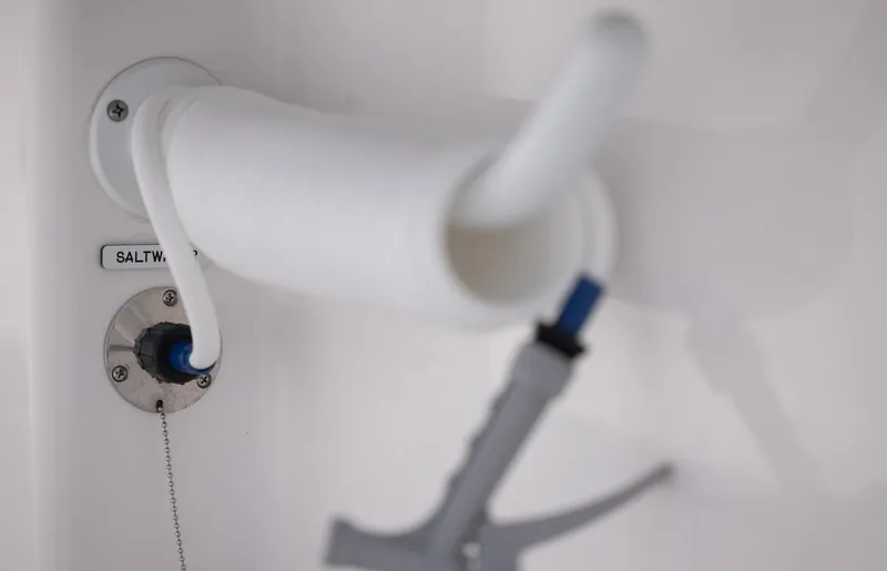  Yacht Photos Pics Saltwater hose connection on 2025 Invincible 35 Catamaran.