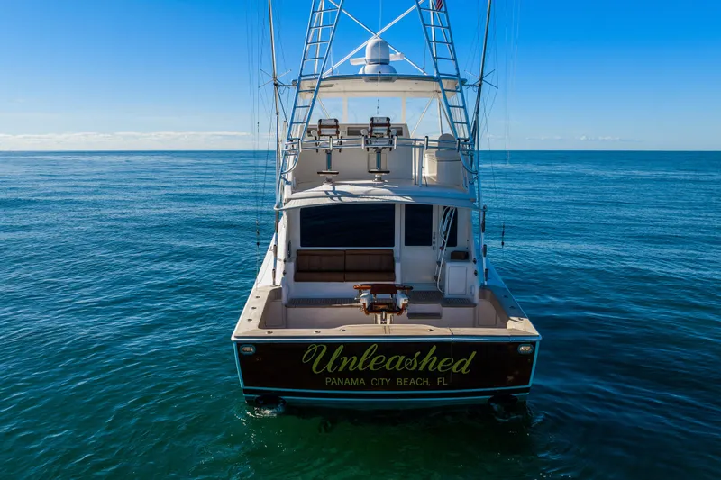 Unleashed Yacht Photos Pics 2007 Viking 56 Convertible yacht "Unleashed" on open sea, Panama City Beach, FL.