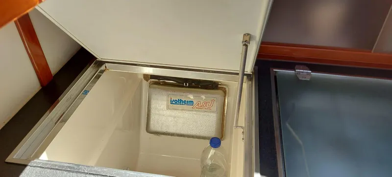  Yacht Photos Pics Open refrigerator compartment on 2006 Hanse 461 yacht with Isotherm ASU system.