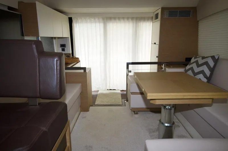 Skylark Yacht Photos Pics Interior of 2018 Prestige 460 S yacht with modern furnishings and natural light.