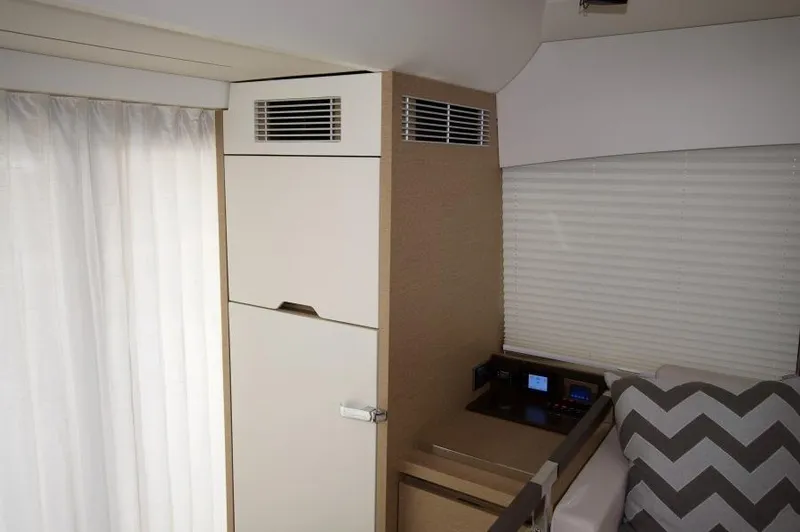 Skylark Yacht Photos Pics Interior of 2018 Prestige 460 S yacht with modern cabinetry and seating.