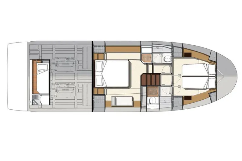 Skylark Yacht Photos Pics Floor plan of 2018 Prestige 460 S yacht, showcasing cabin and layout design.