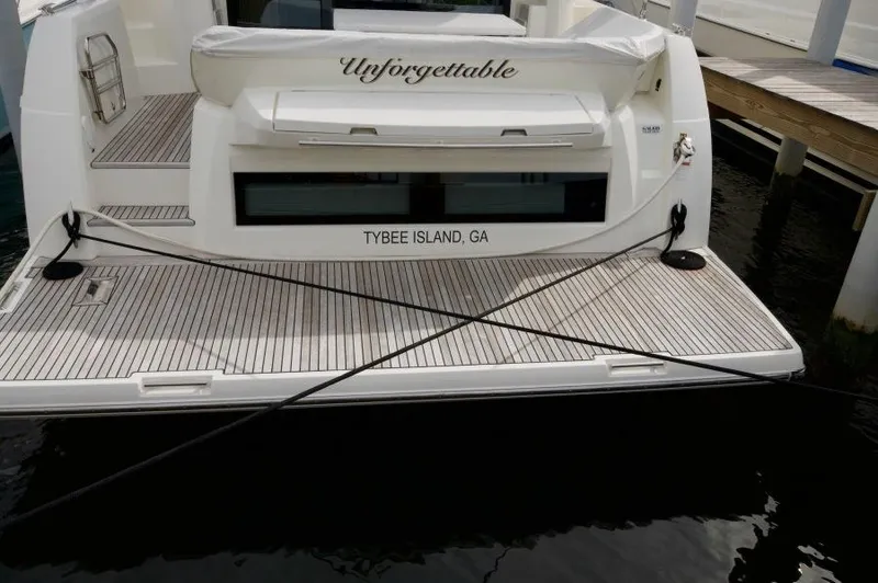 Skylark Yacht Photos Pics 2018 Prestige 460 S yacht docked at Tybee Island, GA, named "Unforgettable."