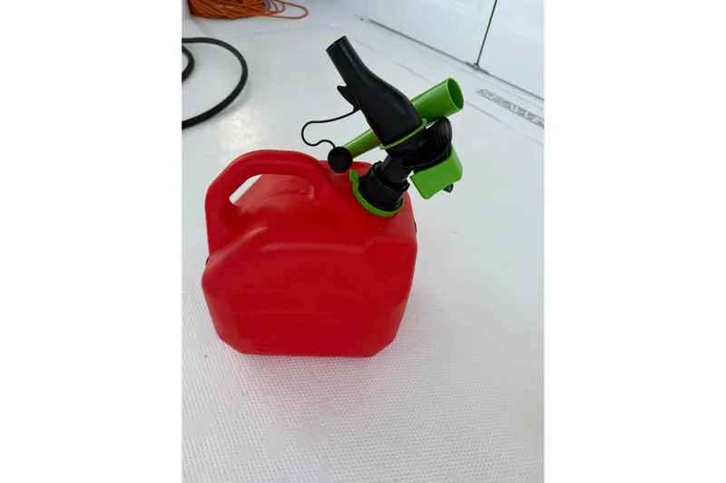 Dauntless Yacht Photos Pics Red fuel container with green spout on Seawind 1370, 2024 model.