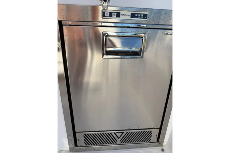 Dauntless Yacht Photos Pics Stainless steel Vitrifrigo fridge on 2024 Seawind 1370 yacht.