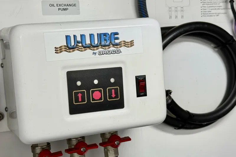 Take 2 Yacht Photos Pics U-Lube oil exchange pump control panel on 2015 Nordic Tug 44 boat.