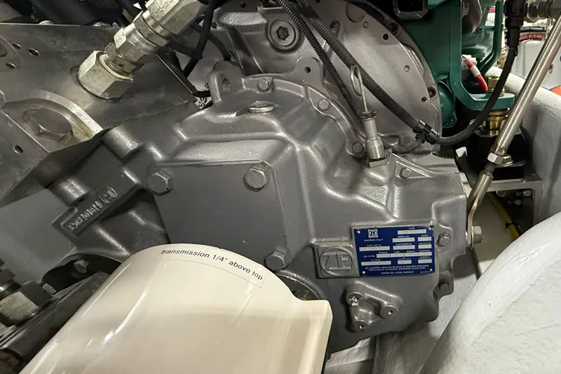 Take 2 Yacht Photos Pics Engine component of a 2015 Nordic Tug 44, featuring detailed mechanical parts and labels.