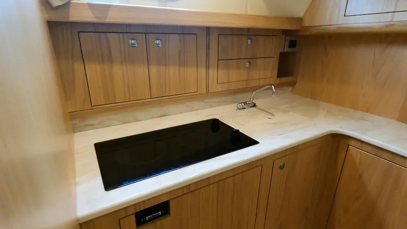 Fratelli Aprea Sorrento 32 Yacht Photos Pics Modern kitchen area in 2023 Fratelli Aprea Sorrento Cabinatto 32 boat.