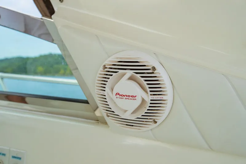 Just The Two Of Us Yacht Photos Pics Pioneer speaker on 1997 Sea Ray 400 Sundancer yacht, interior view.