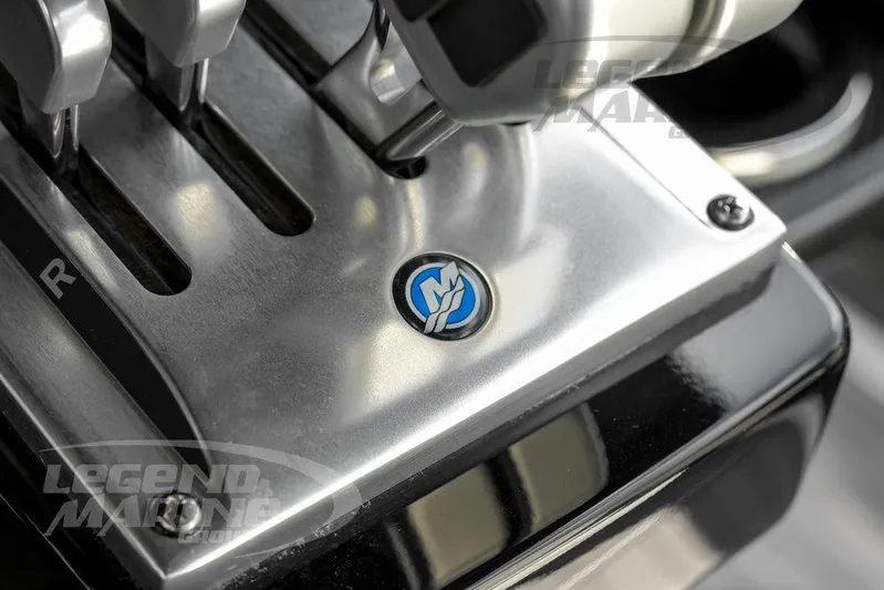  Yacht Photos Pics Close-up of 2023 Nor-Tech 390 Sport Center Console throttle controls.