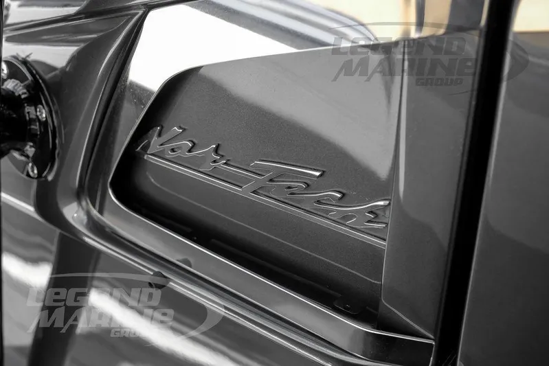  Yacht Photos Pics 2023 Nor-Tech 390 Sport Center Console logo detail on sleek black surface.