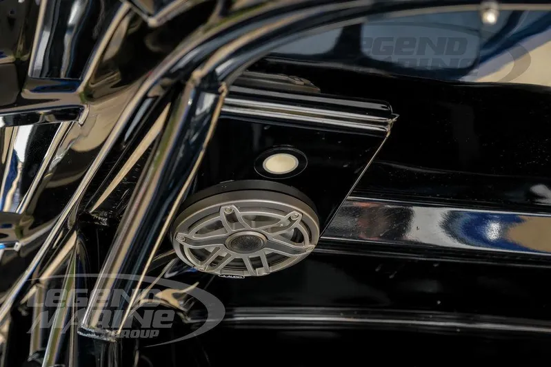  Yacht Photos Pics 2023 Nor-Tech 390 Sport Center Console speaker detail with sleek black finish.