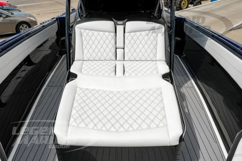  Yacht Photos Pics 2023 Nor-Tech 390 Sport Center Console with luxurious white diamond-stitched seating.