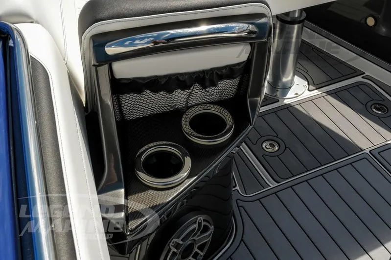  Yacht Photos Pics 2023 Nor-Tech 390 Sport Center Console interior with cup holders and sleek flooring design.