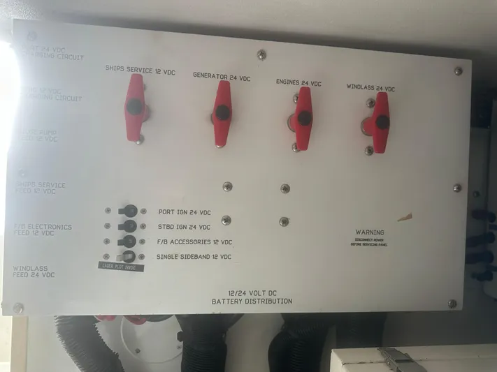  Yacht Photos Pics Battery distribution panel on a 1998 Viking 53 Convertible boat.