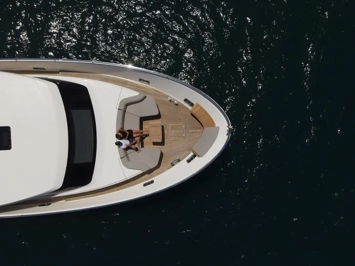 Sanlorenzo Sl96 Yacht Photos Pics Aerial view of 2016 Sanlorenzo SL96 yacht with people relaxing on deck.