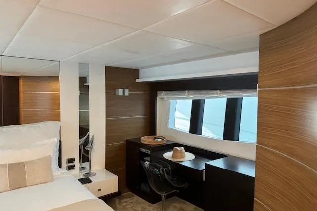  Yacht Photos Pics Luxurious cabin interior of 2007 Astondoa A 76 GLX yacht with modern furnishings.