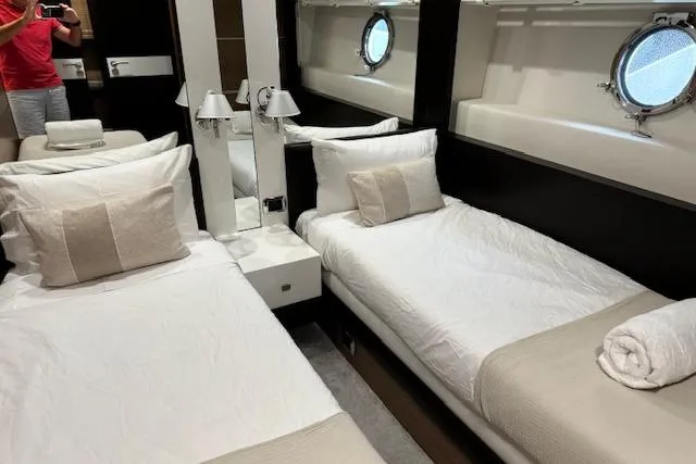  Yacht Photos Pics Twin cabin with porthole windows on 2007 Astondoa A 76 GLX yacht.