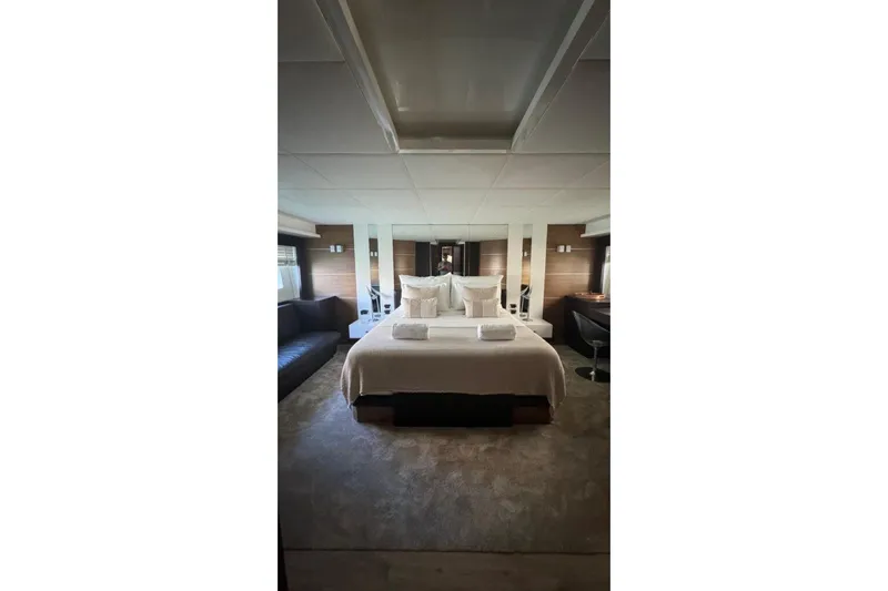  Yacht Photos Pics Luxurious bedroom interior of 2007 Astondoa A 76 GLX yacht with elegant decor.