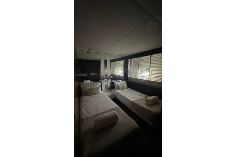 Yacht Photos Pics Luxurious cabin interior of 2007 Astondoa A 76 GLX yacht with twin beds.
