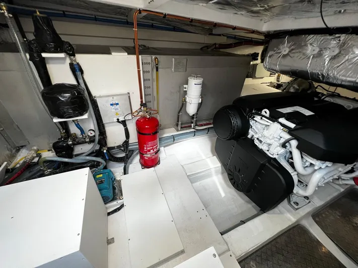  Yacht Photos Pics Engine room of 2023 Pardo Yachts 50 with modern equipment.