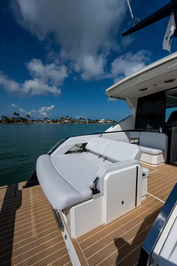 Legacy Yacht Photos Pics 2022 Formula 500 Super Sport Crossover yacht with luxurious seating on deck.