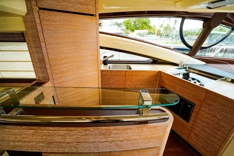  Yacht Photos Pics Luxurious interior of 2012 Azimut Fly 53 yacht with modern wood and glass design.