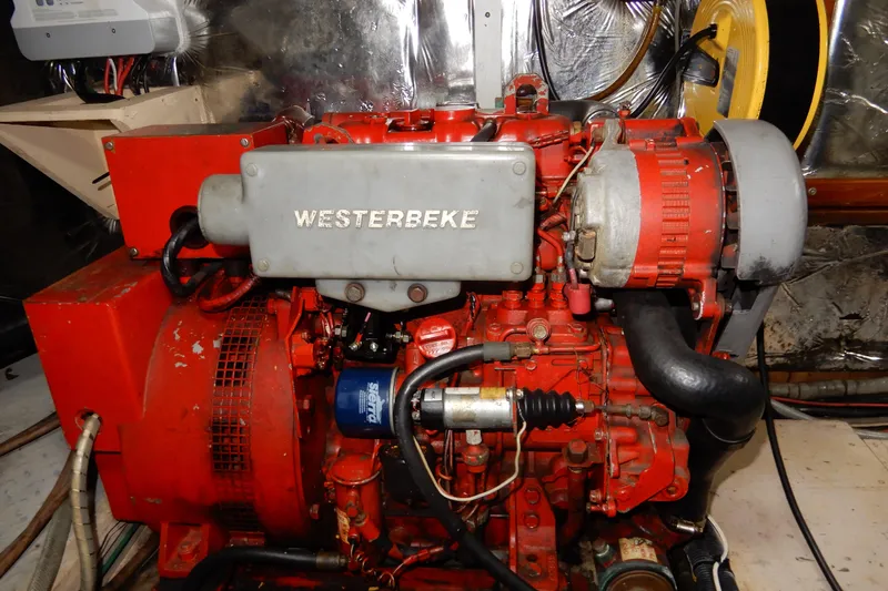  Yacht Photos Pics Engine room of 1989 Jefferson 46 Sundeck with Westerbeke generator.