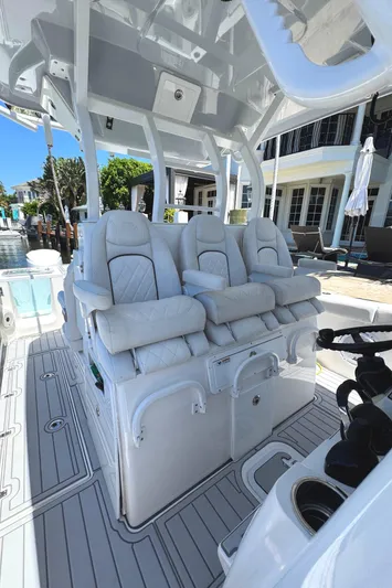 Seakeeper And Joystick Yacht Photos Pics 2020 Sea Fox 368 Commander boat with luxurious seating and modern design.