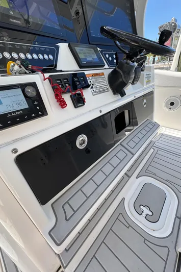 Seakeeper And Joystick Yacht Photos Pics 2020 Sea Fox 368 Commander boat dashboard with advanced controls and navigation systems.