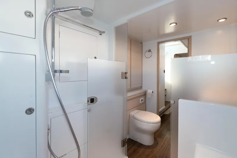 Ohana 8 Yacht Photos Pics Modern bathroom in 2020 Balance 526 model with shower and toilet.