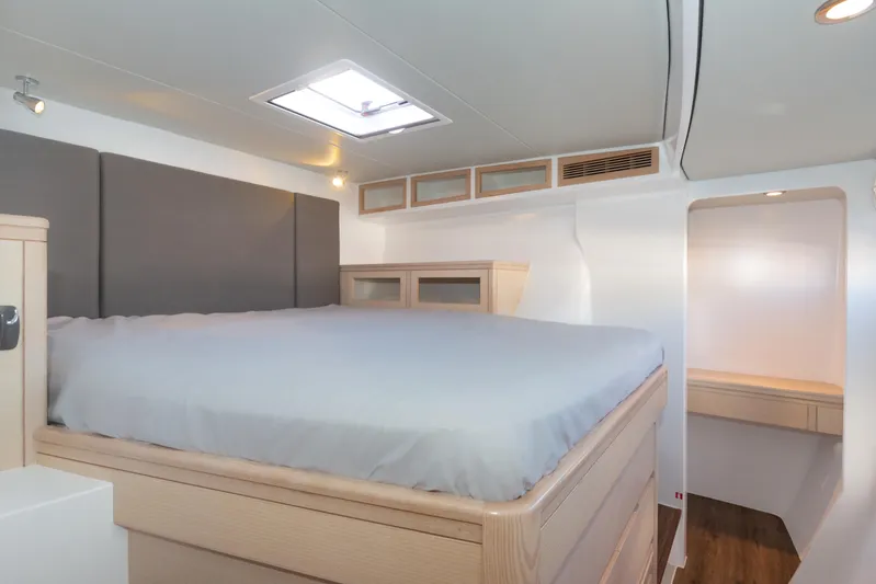 Ohana 8 Yacht Photos Pics Modern bedroom interior in 2020 Balance 526 yacht, featuring a cozy bed and sleek design.